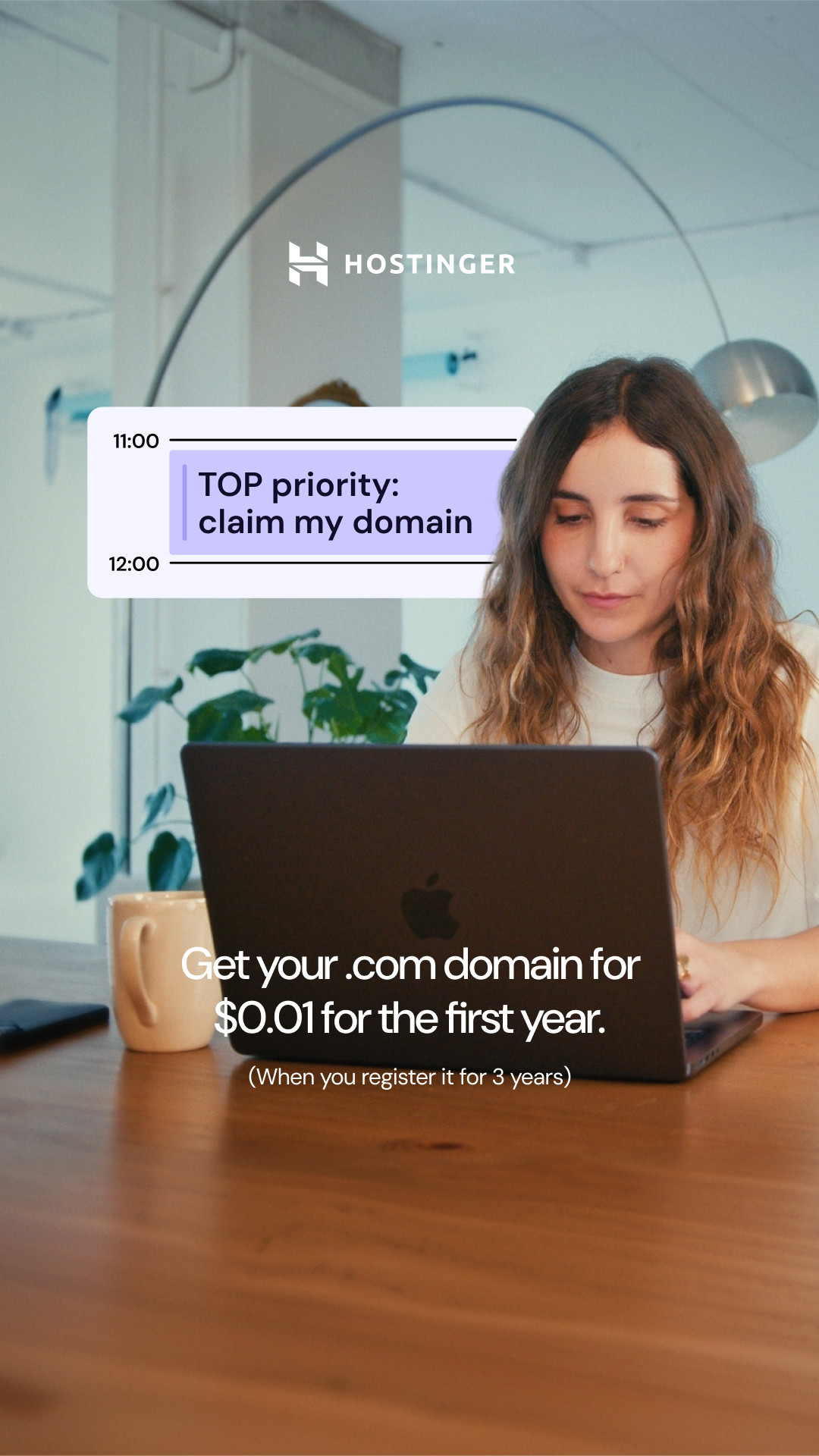 Hostinger Facebook ad: Domains from $0.99