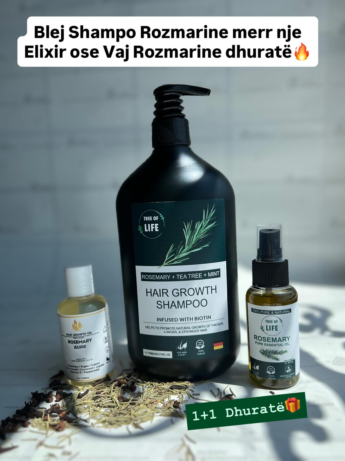 Castle of oils Facebook ad: Shampo Rozmarine + Vaj Rozmarine& Elixir, produktet e…