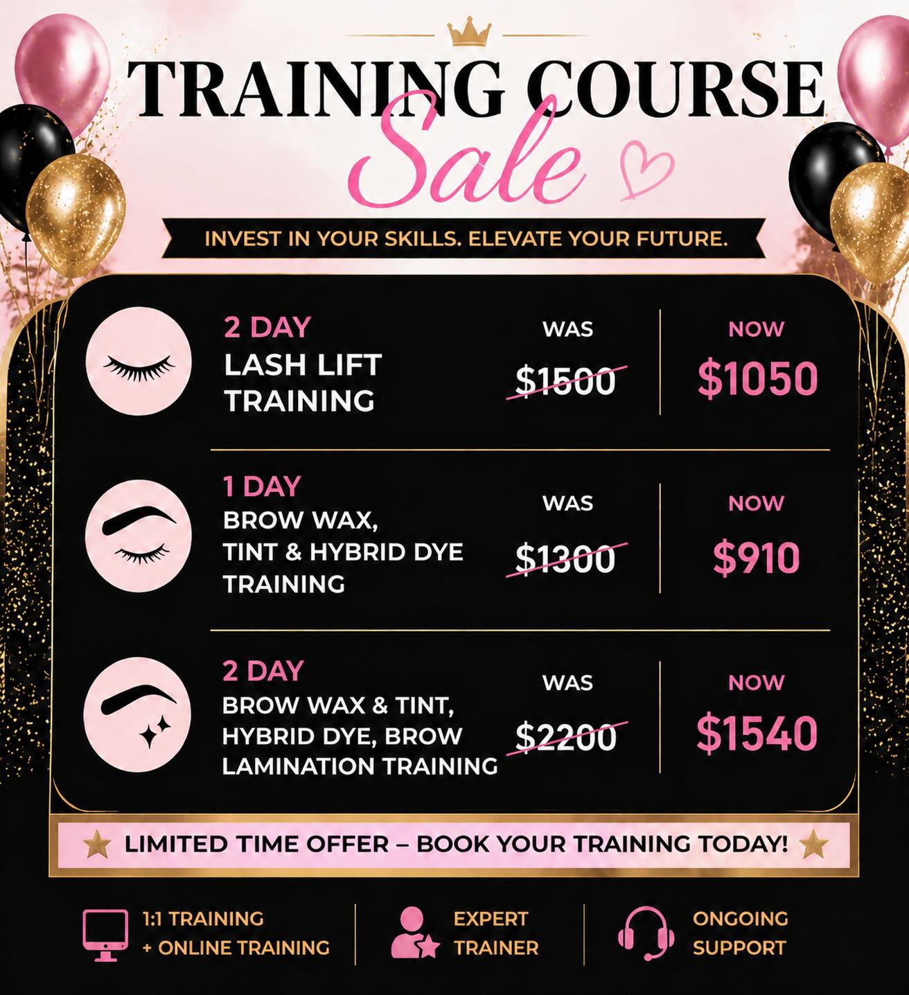 Lashlift Lounge Facebook ad: 1:1 Lash Lift & Brow Training Sydney | Lashlift Lounge