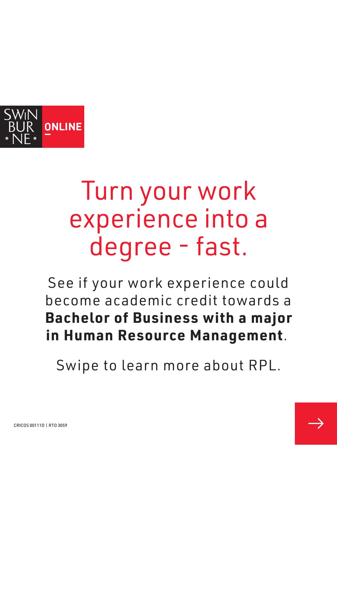 Swinburne Online Facebook ad