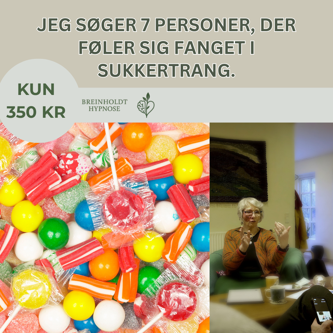 Breinholdt Hypnose Facebook ad: Få mere ro omkring sukkertrang (350 kr.)