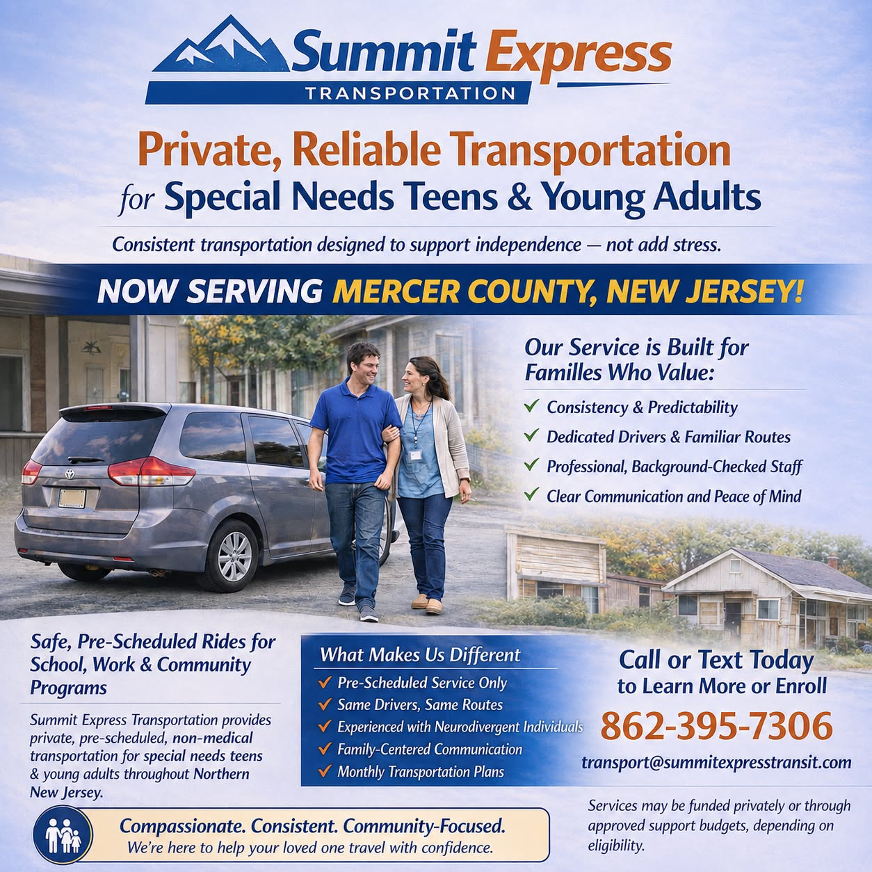 Summit express transportation Facebook ad: Contact us by email or phone now discount offers now