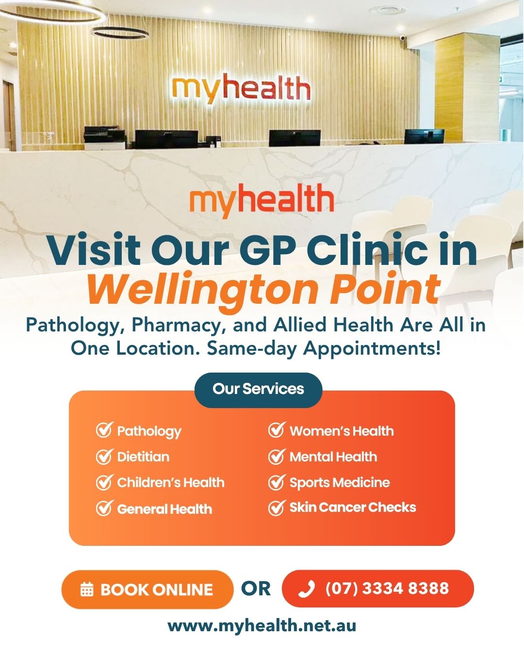 Myhealth Wellington Point Facebook ad: Book Your Appointment Today