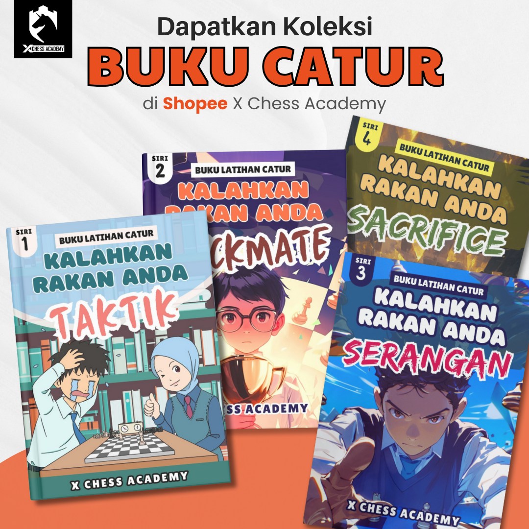X Chess Academy Facebook ad: BUKU LATIHAN TAKTIK CATUR