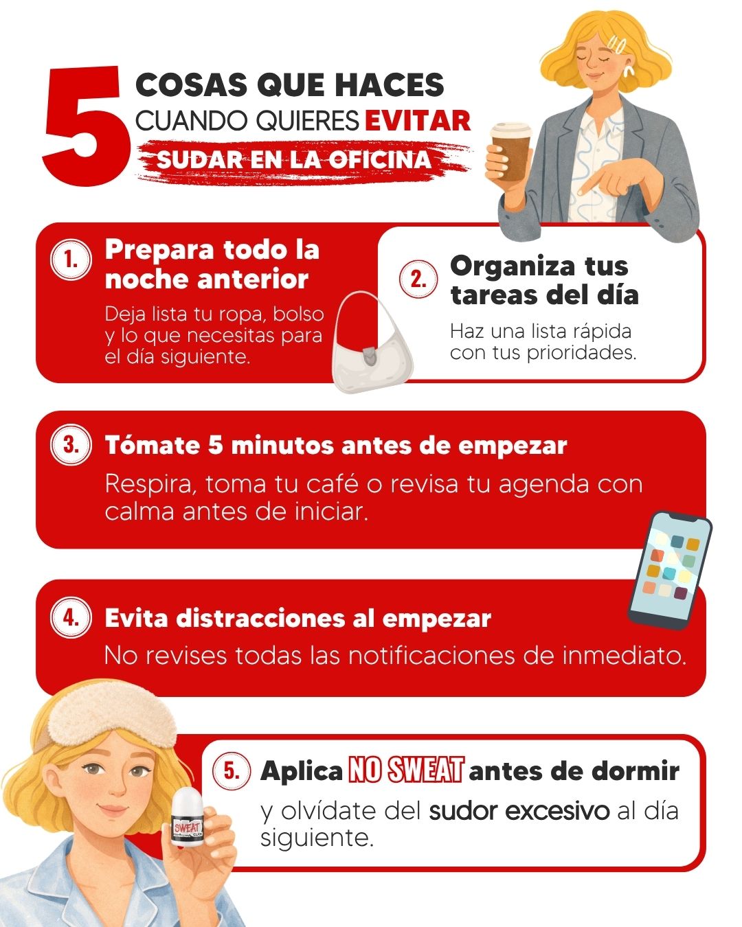 NO Sweat antitranspirante Facebook ad: Estar tranquilo en la oficina no siempre depende…