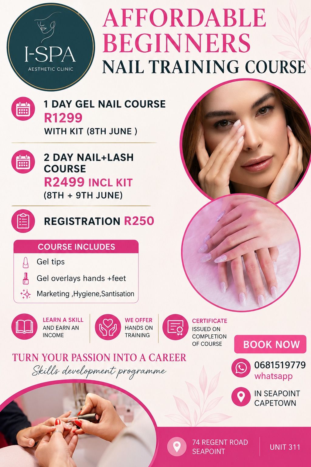 ispa aesthetic clinic Facebook ad: AFFORDABLE BEGINNERS NAIL TRAINING COURSE, I-SPA AESTHETIC…