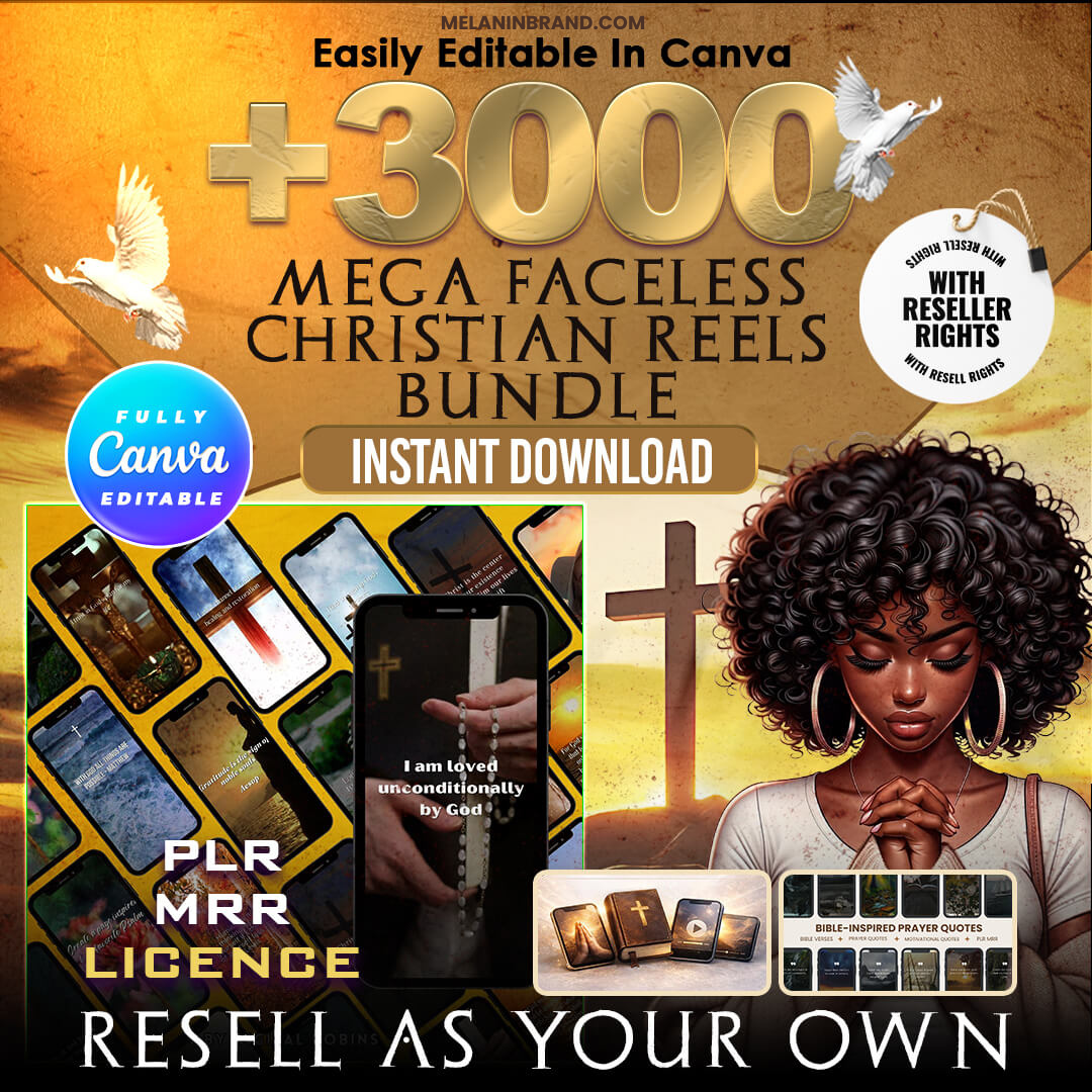 MelaninBrand Facebook ad: 3,000 Christian Videos with Resell Rights (PLR + MRR)
