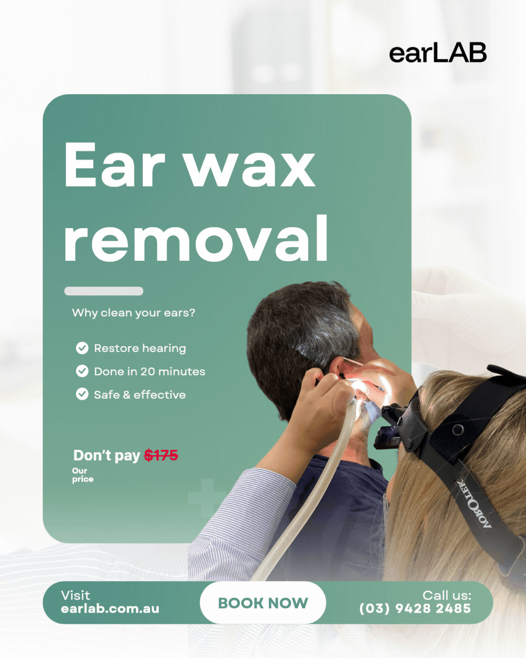 earLAB Facebook ad: Book Easily Online