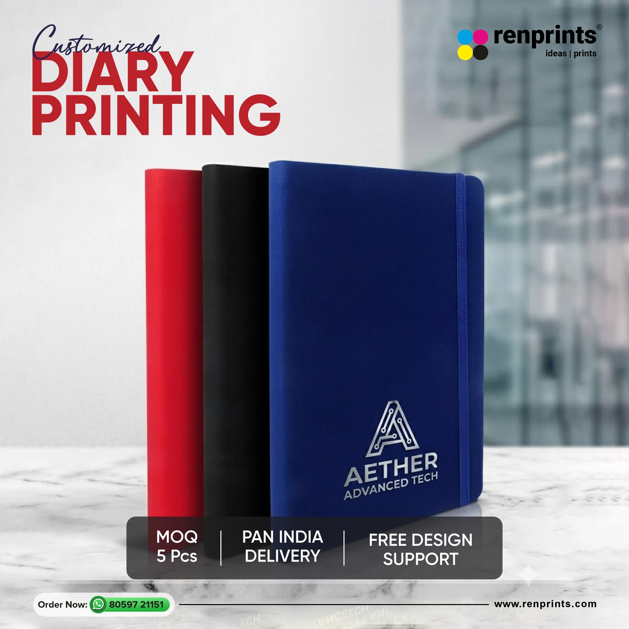 Renprints.com Facebook ad: Custom Diary Printing in India by Renprints