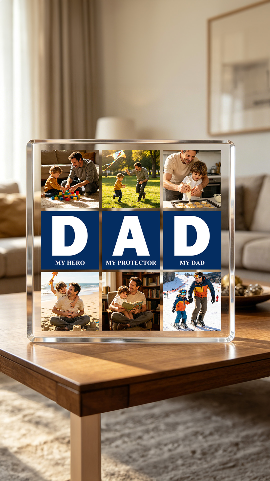 Callie United Kingdom Facebook ad: Personalized Dad Nine-Grid Photos Collage Square Acrylic…