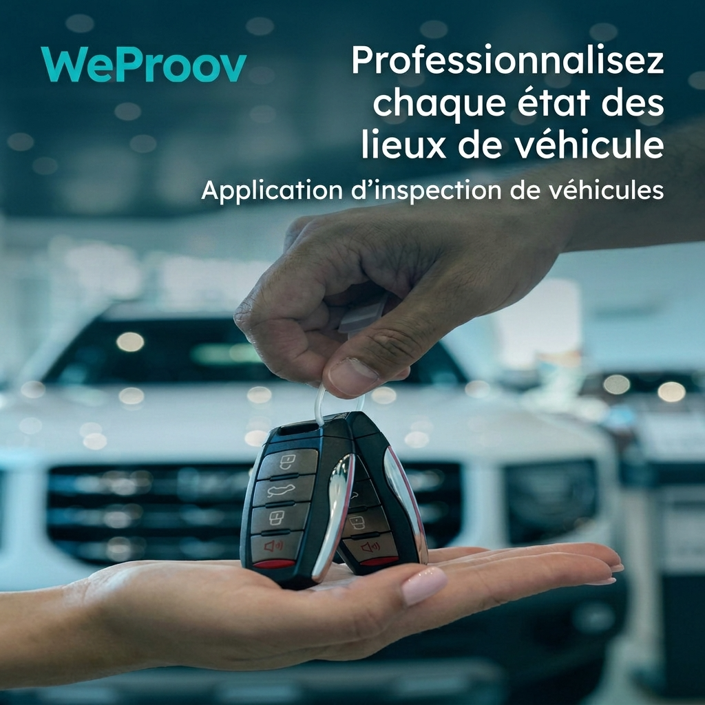 WeProov Solutions Facebook ad: Solution d'inspection de véhicules