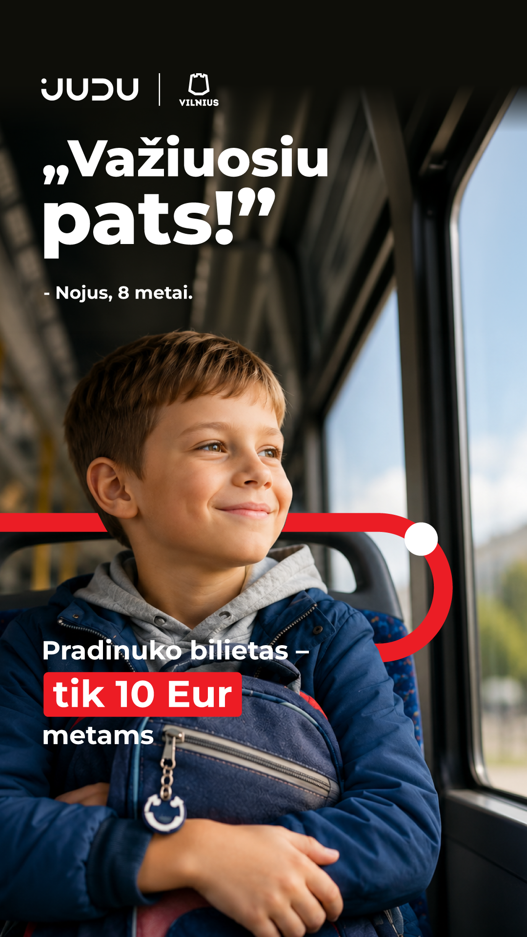JUDU - Susisiekimo paslaugos Facebook ad: Vienas bilietas, visiems mokslo metams
