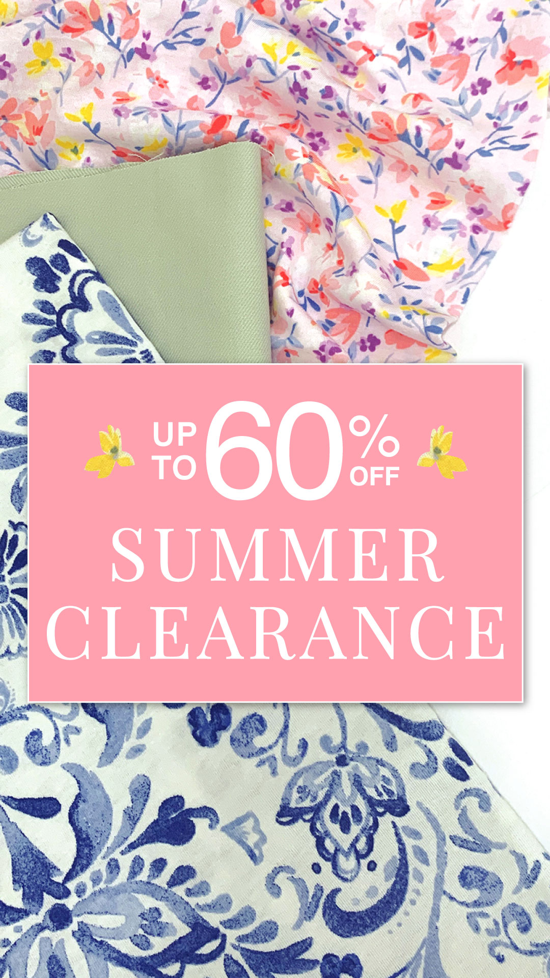 Mood Designer Fabrics Facebook ad: Shop Summer Deals!