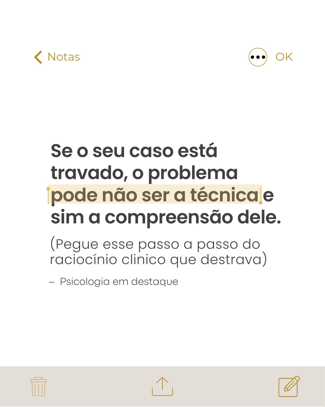 Clínica Psicologia em Destaque - Ana Carla Gameleira, Psicóloga Facebook ad: Caso travado quase nunca é falta de ferramenta…