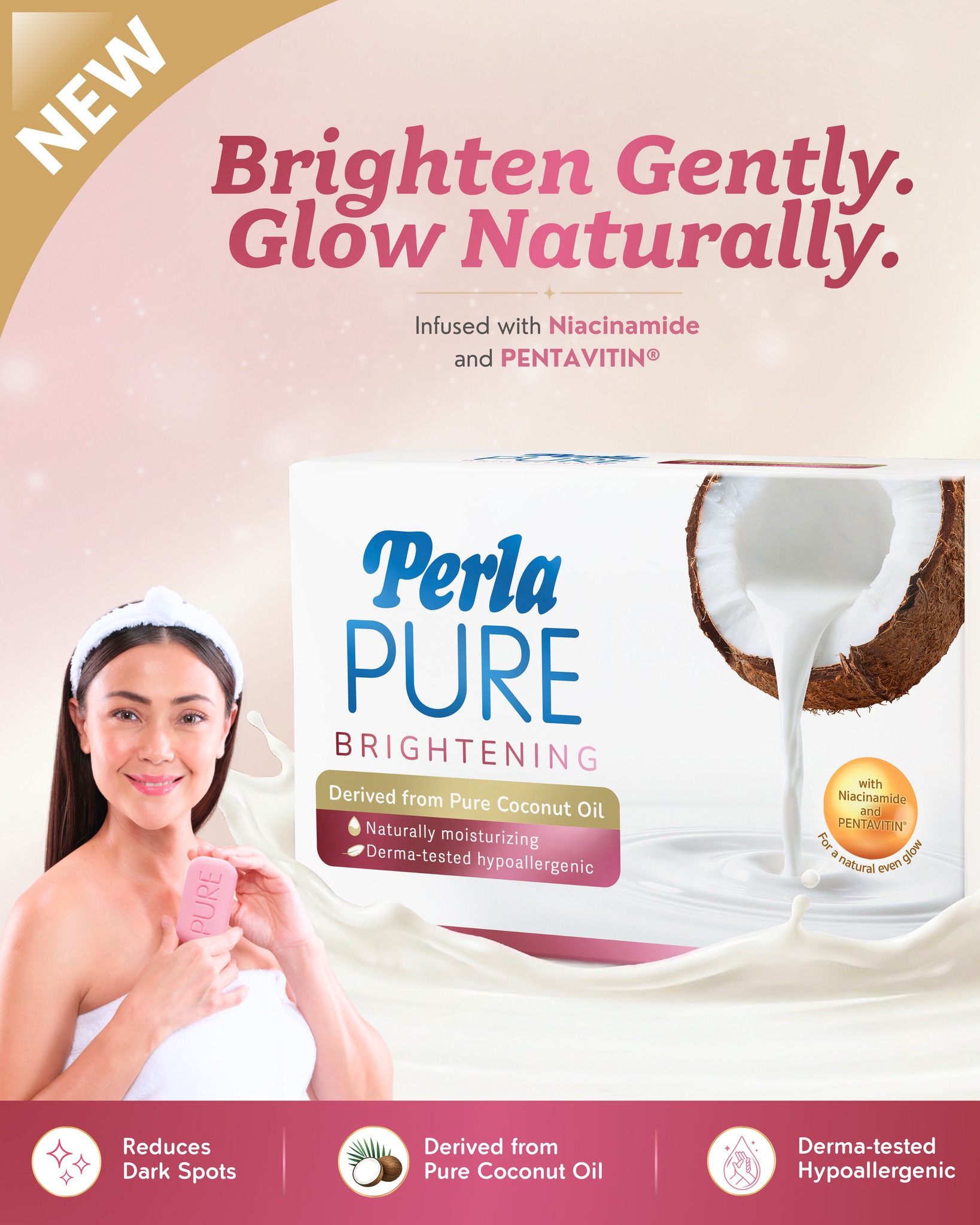PERLA Facebook ad: Meet the NEW Perla Pure Brightening Bar Soap.