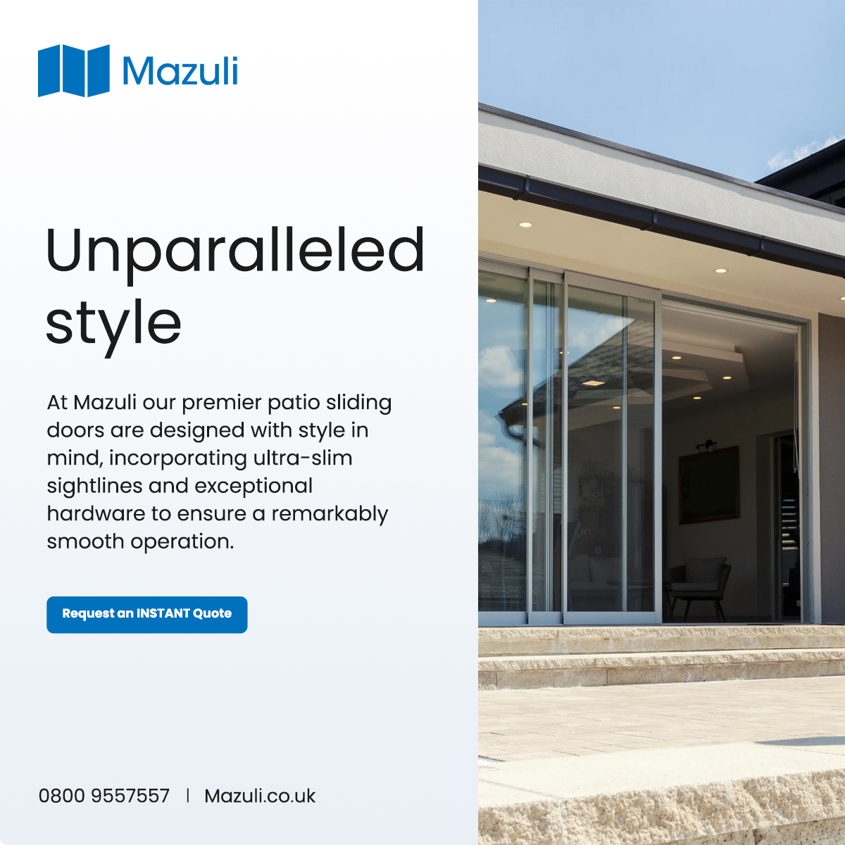 Mazuli Bifold Doors Facebook ad: On-Time with Our In-House Delivery Fleet!