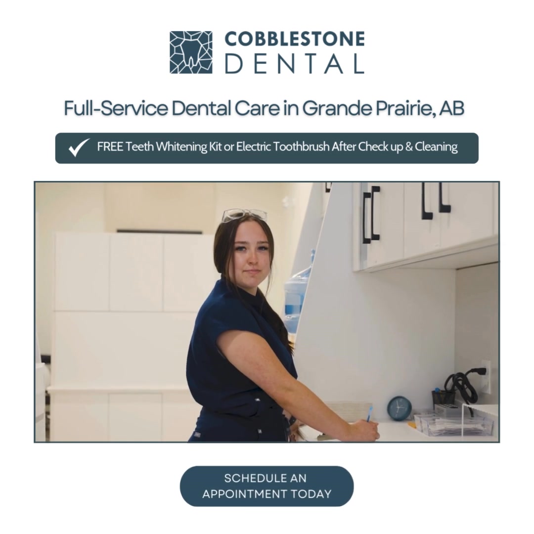 Cobblestone Dental Grande Prairie Facebook ad: FREE Electric Toothbrush After Check-up & Cleaning