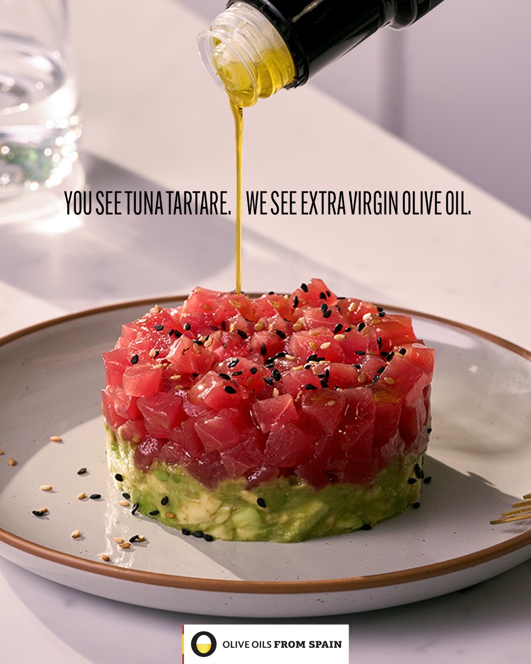 Olive Oils from Spain Facebook ad: We always keep our eyes on the gold.