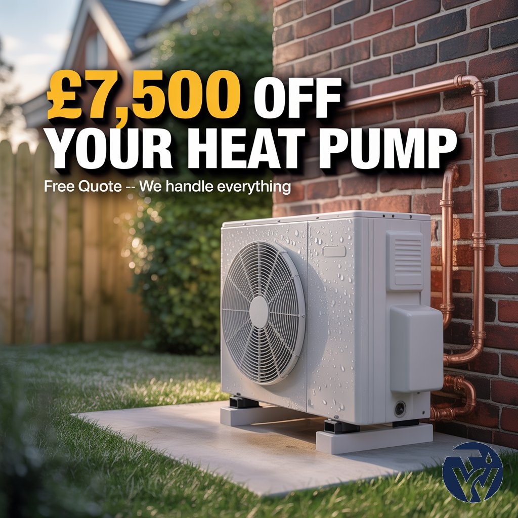 TW Plumbing & Heating Facebook ad: £7,500 Off Your Heat Pump