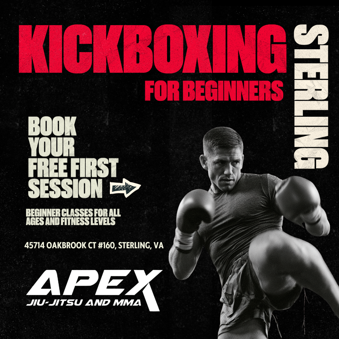 Apex Jiu jitsu and MMA Sterling Facebook ad: BOOK YOUR FREE KICKBOXING SESSION