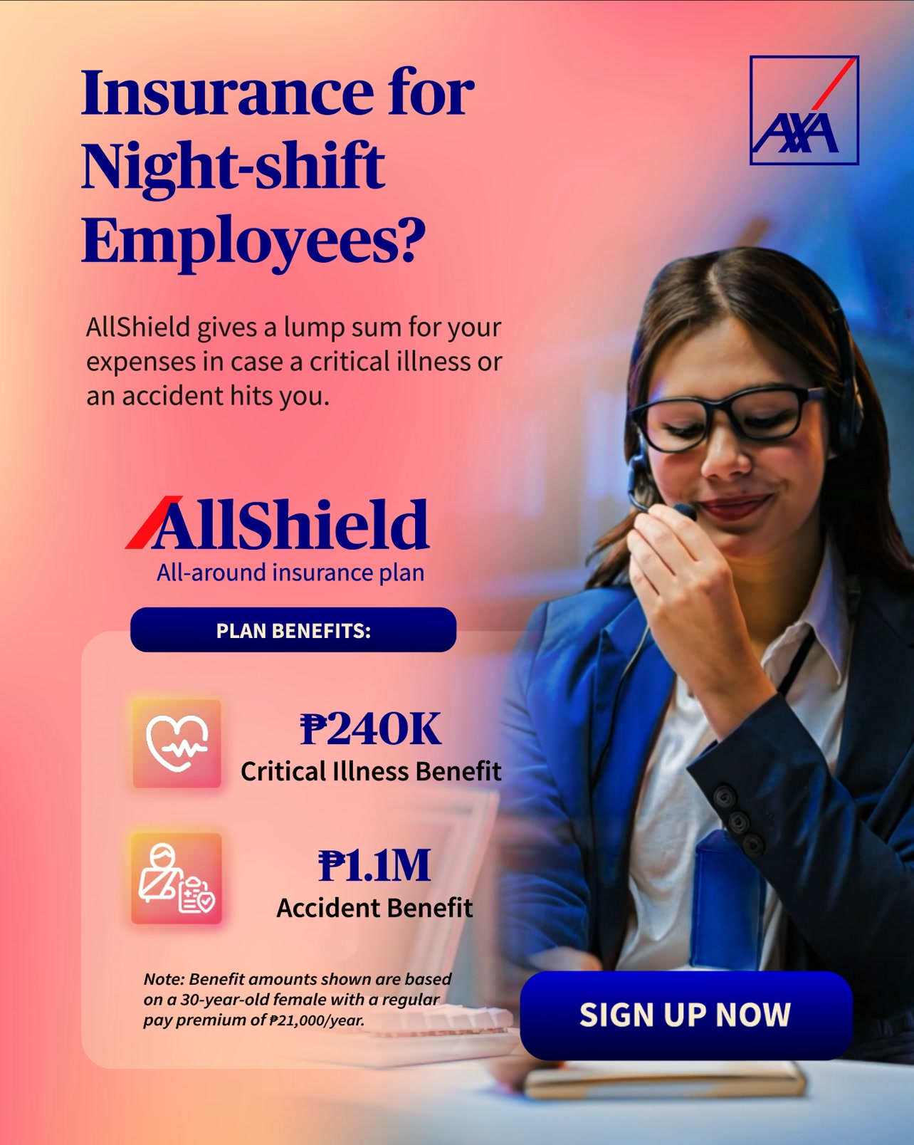 AXA Philippines Facebook ad: Insurance for Night Workers