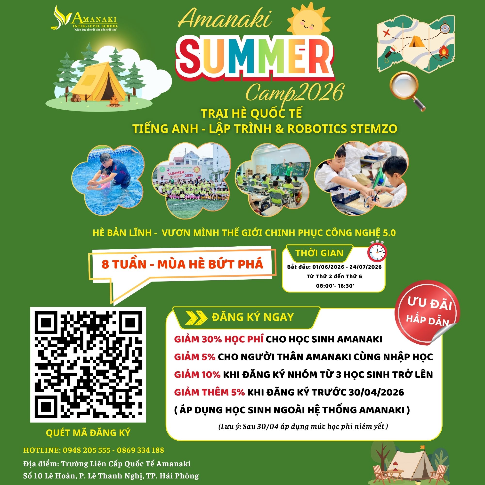 Trường Liên cấp Amanaki Hải Dương Facebook ad: TRẠI HÈ AMANAKI SUMMER CAMP 2026 CHO BÉ…