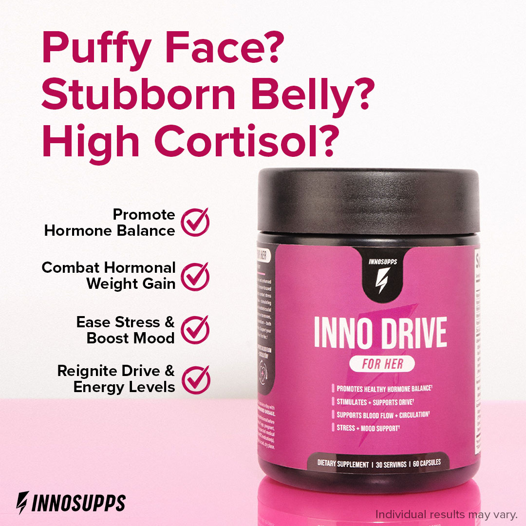 Inno Drive: For Her by Inno Supps Facebook ad: Get Rid Of Cortisol Face, FAST! Balance Hormones for…