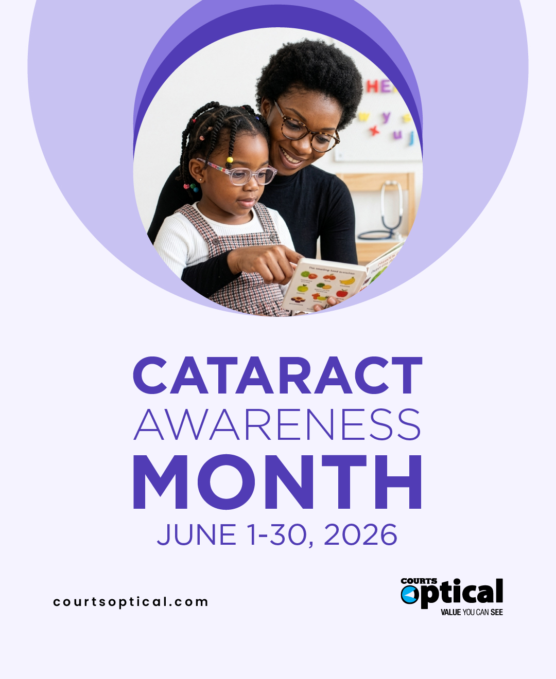 Courts Optical Belize Facebook ad: Clear vision starts with clear awareness!