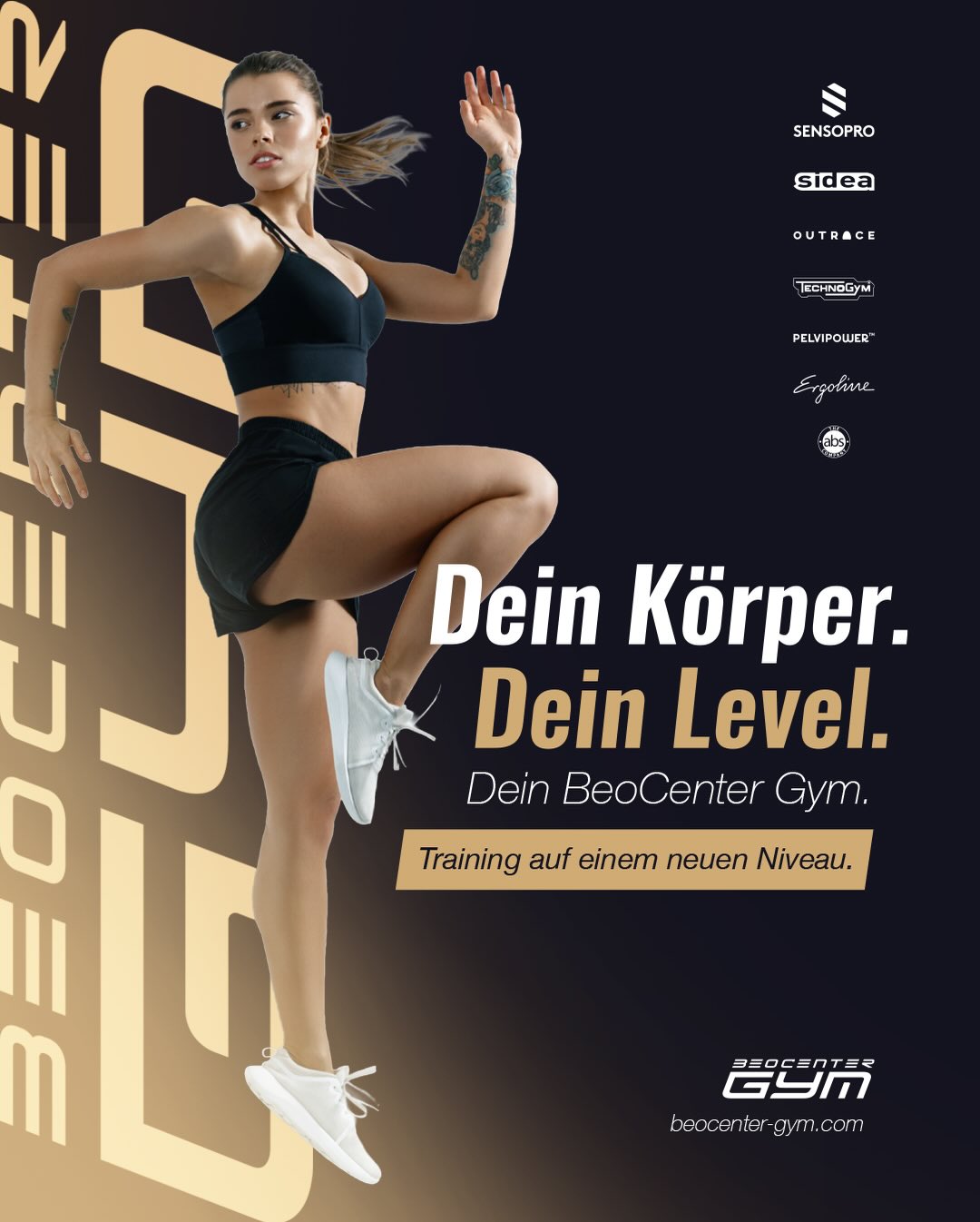 beocenter gym Facebook ad: Dein Körper. Dein Level.