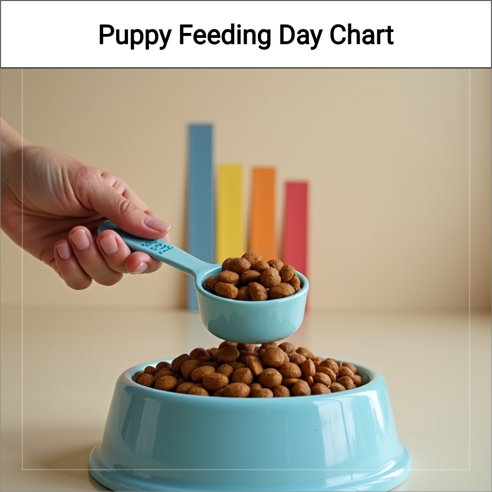 ExploreAnswers Express Facebook ad: Puppy Feeding Day Chart.