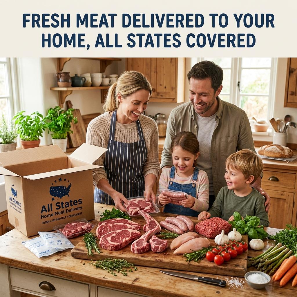 QuickSearches Upflow Facebook ad: Affordable Home Meat Delivery All States.
