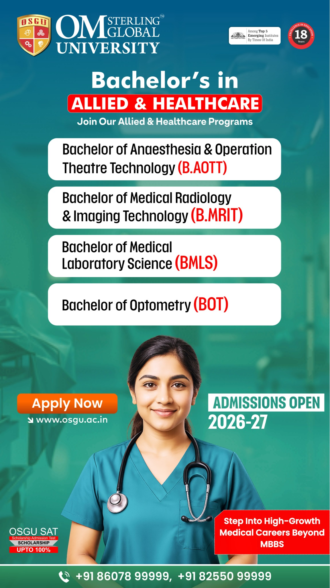 Om Sterling Global University Facebook ad: Allied & Healthcare Admissions Open 2026-27