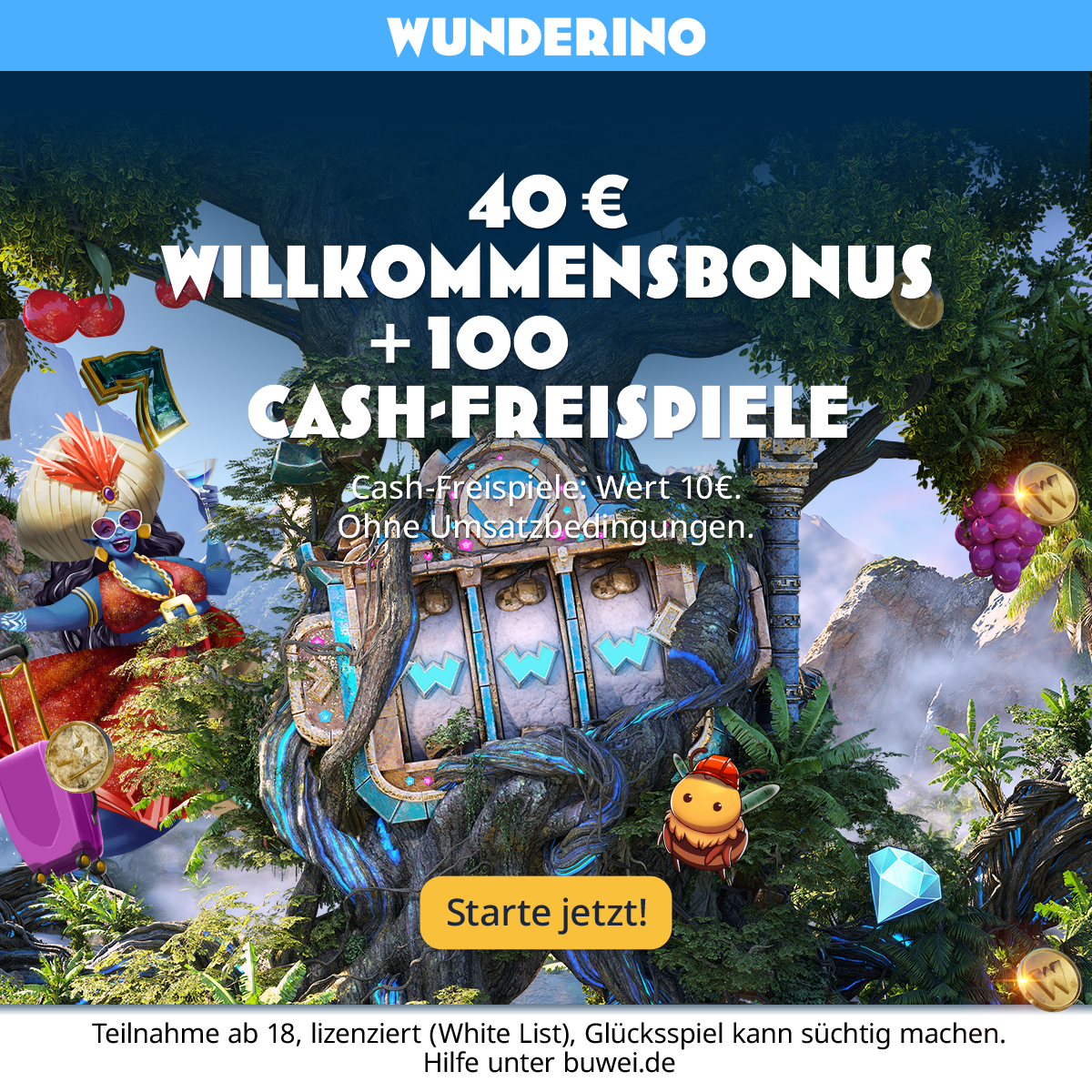 Wunderino Slots Facebook ad: Dein Bonus wartet auf dich!