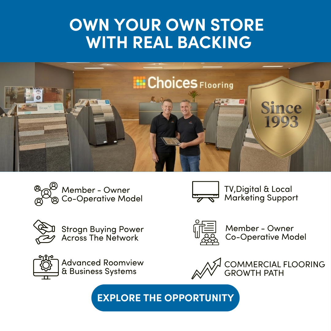 Choices Flooring Facebook ad: Start Your Own Choices Flooring Store Today