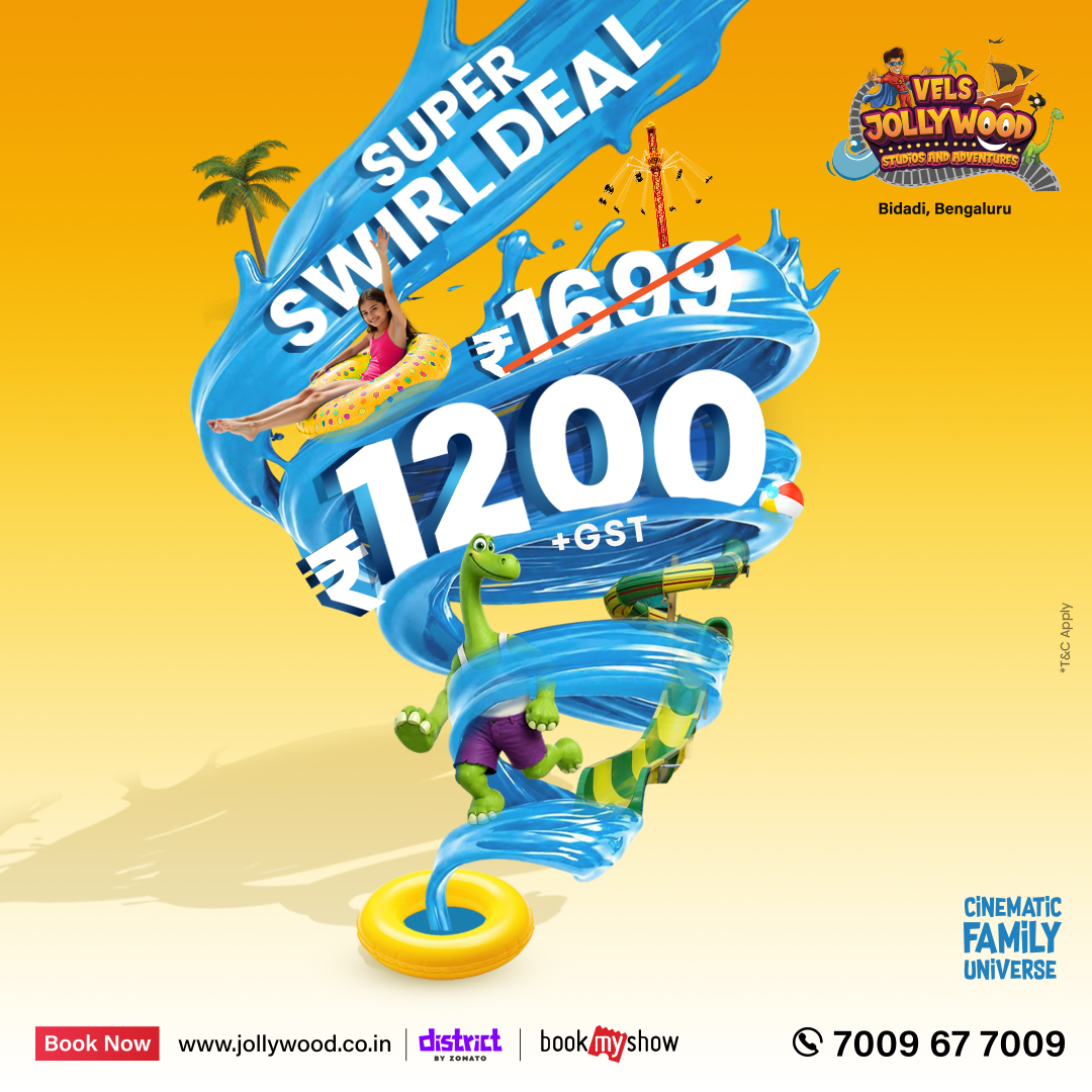 Vels Jollywood Adventures Facebook ad: Dive Into Unlimited Splash Fun at Jollywood with the Super…