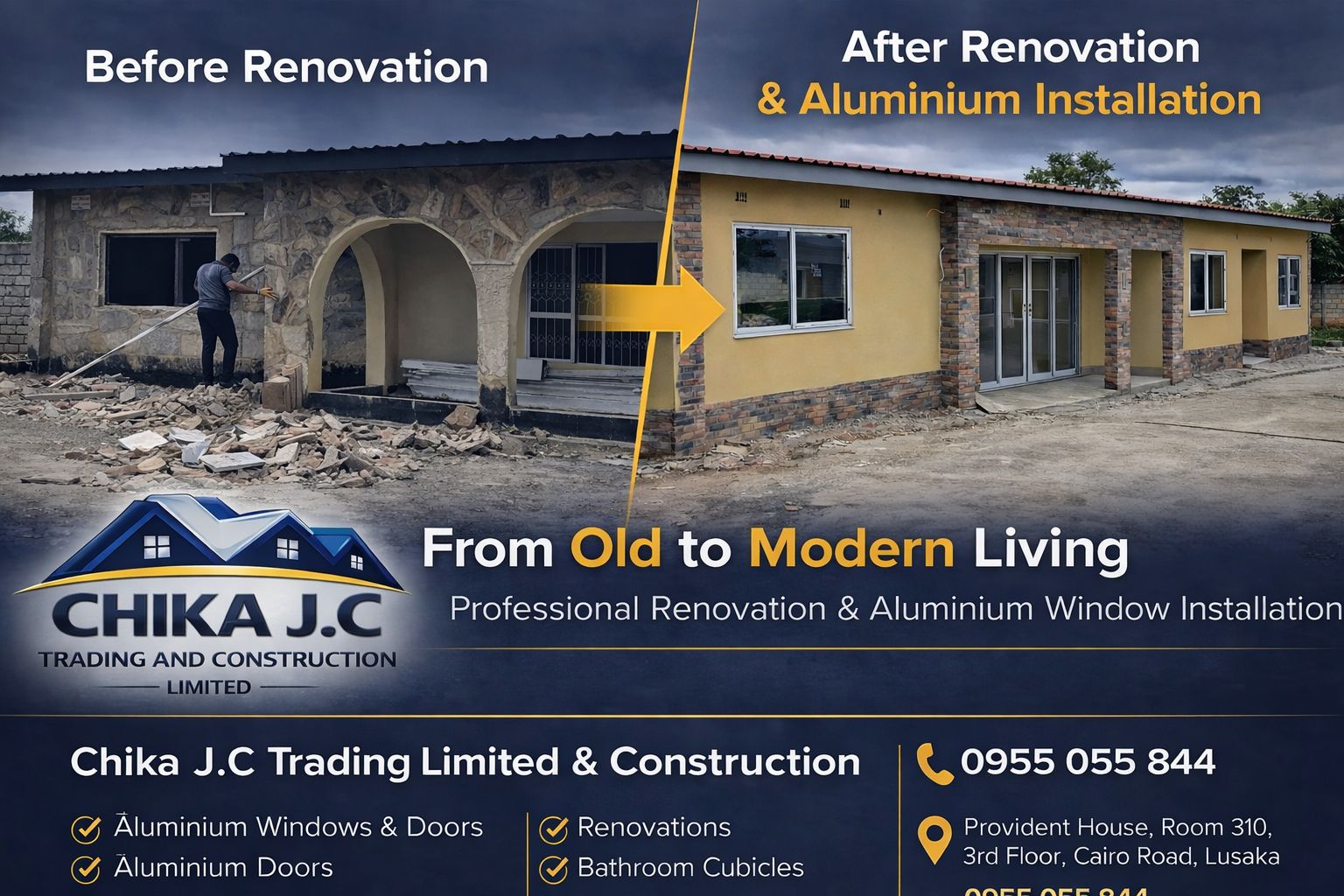 Chika J.C Trading Limited & Construction Facebook ad: FROM OLD TO MODERN LIVING!