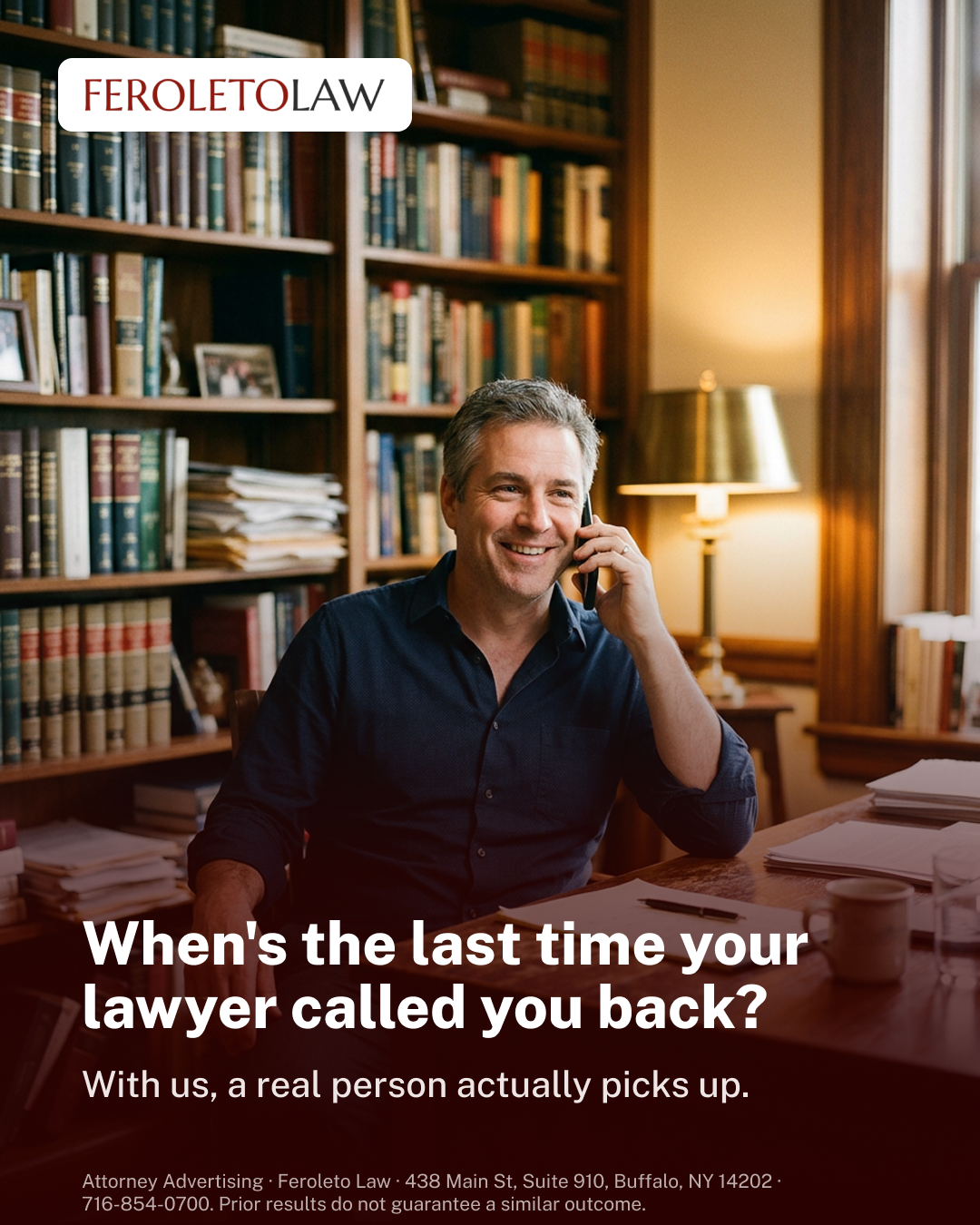Feroleto Law Facebook ad: You're Family Here, Not a Number