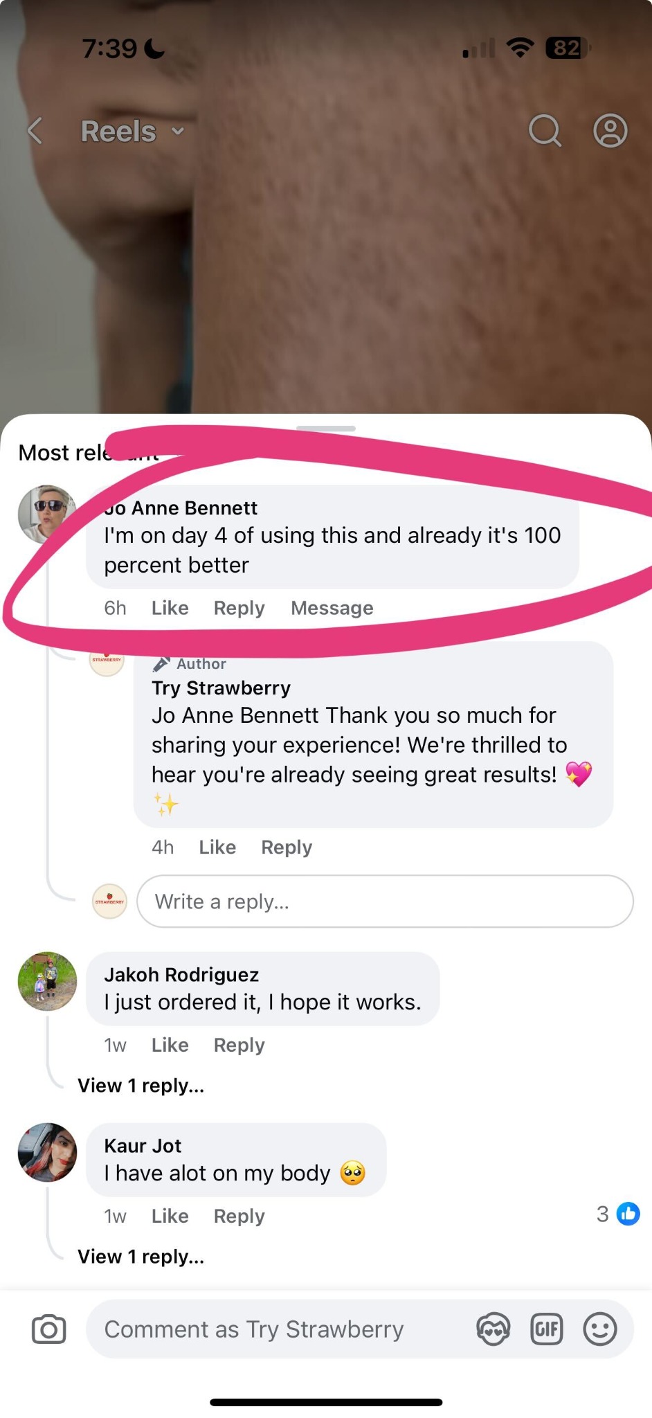 Try Strawberry Facebook ad
