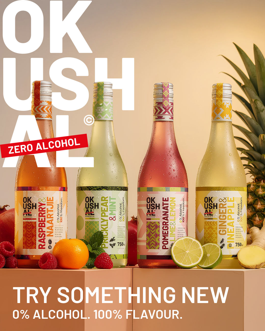 Okushal Drinks Facebook ad: Try new OKUSHAL Alcohol-Free Craft Cordial