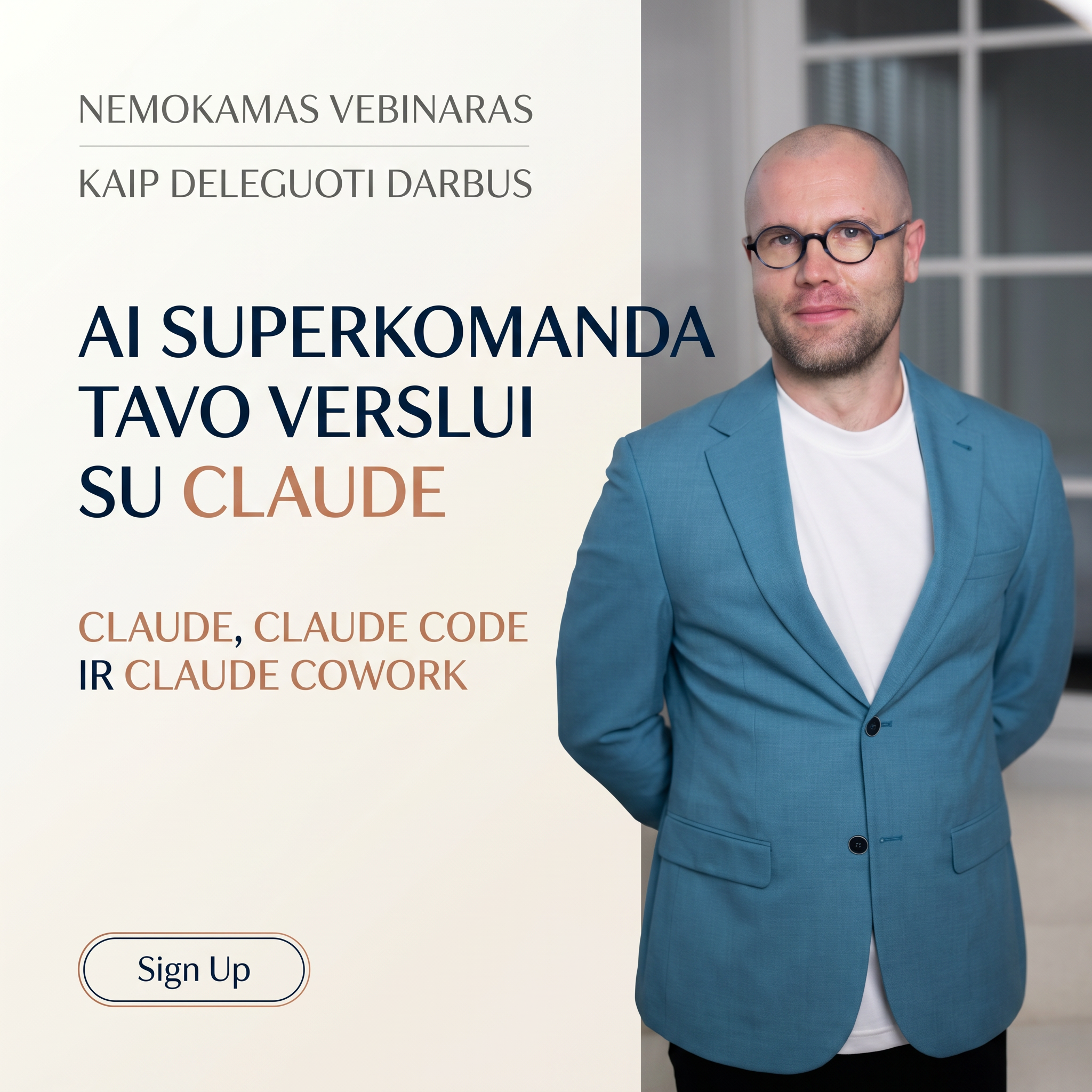 Verslumo Akademija Online Facebook ad: AI superkomanda su Claude