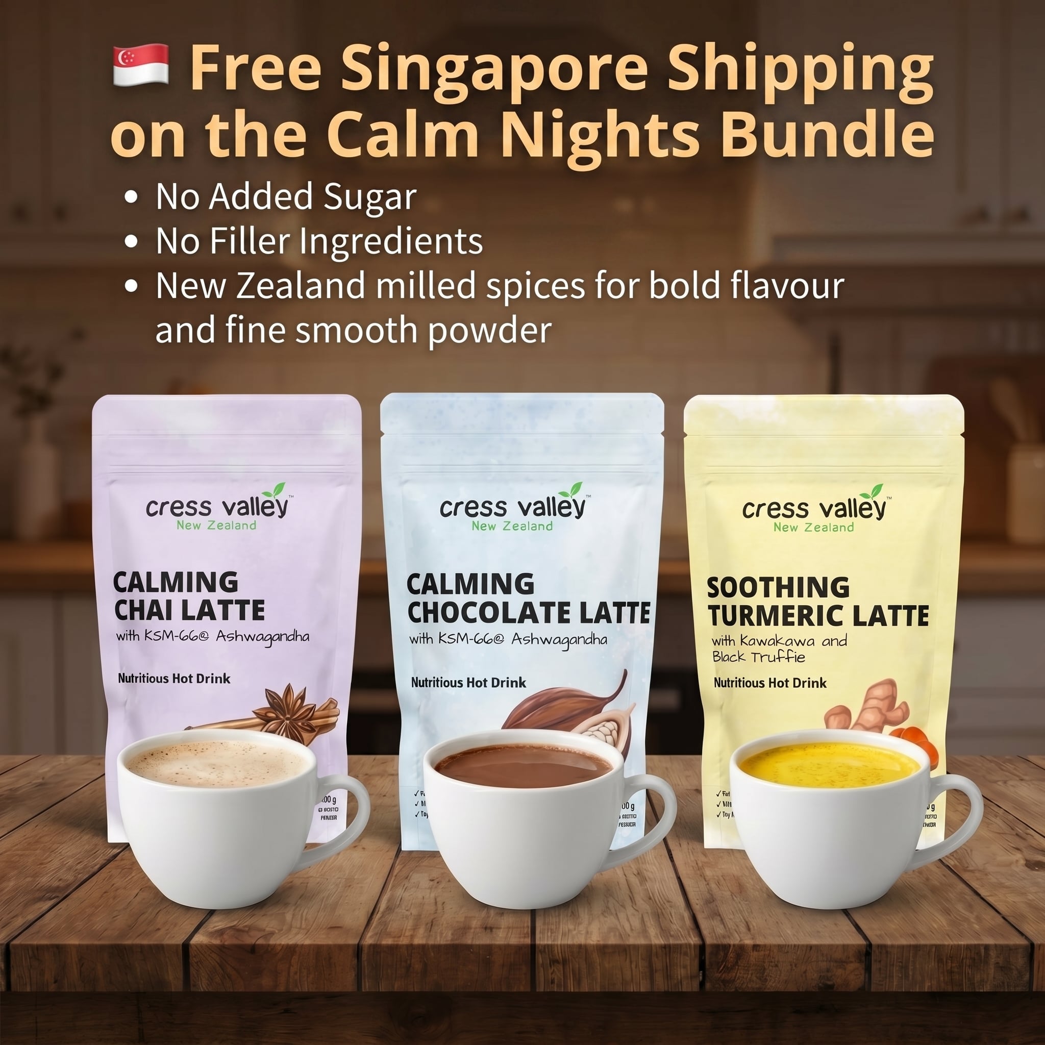 Cress Valley Facebook ad: FREE Singapore Shipping on Our Calm Nights Bundle