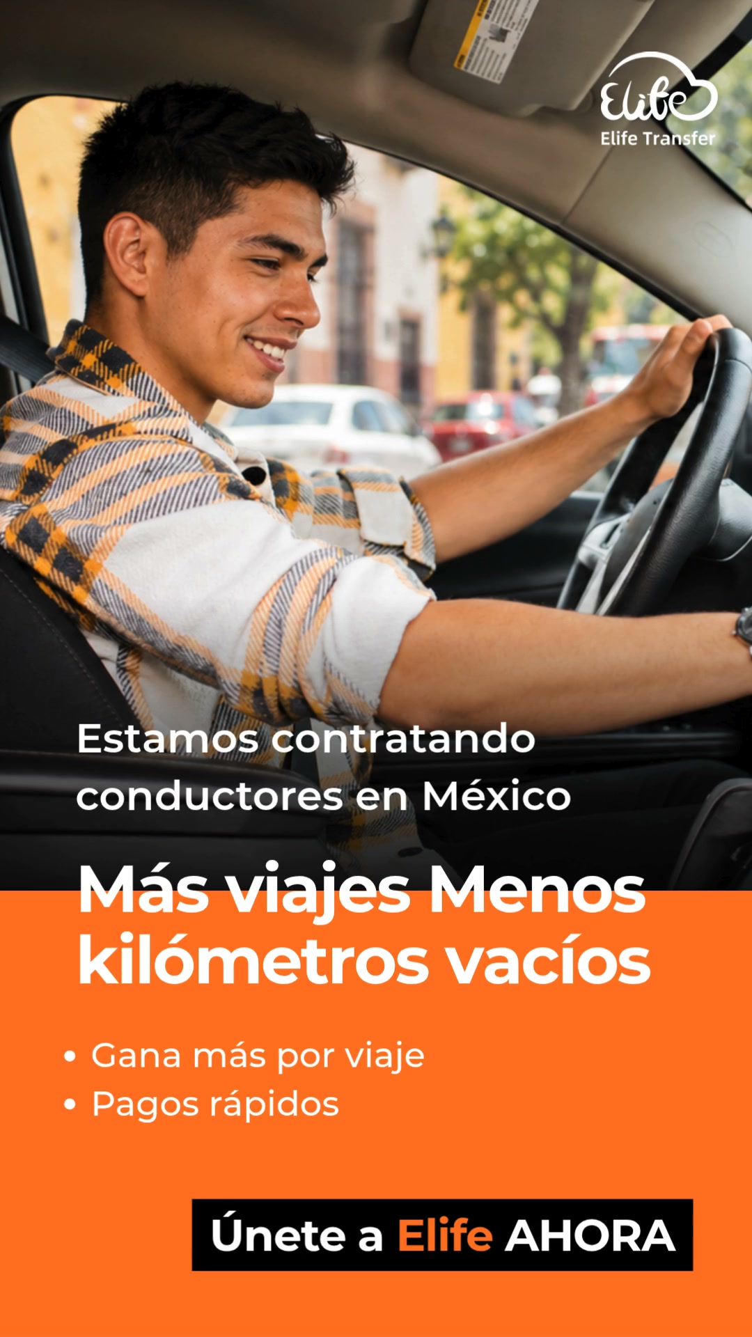 Elife Transfer Facebook ad: Únete a la red de conductores de Elife