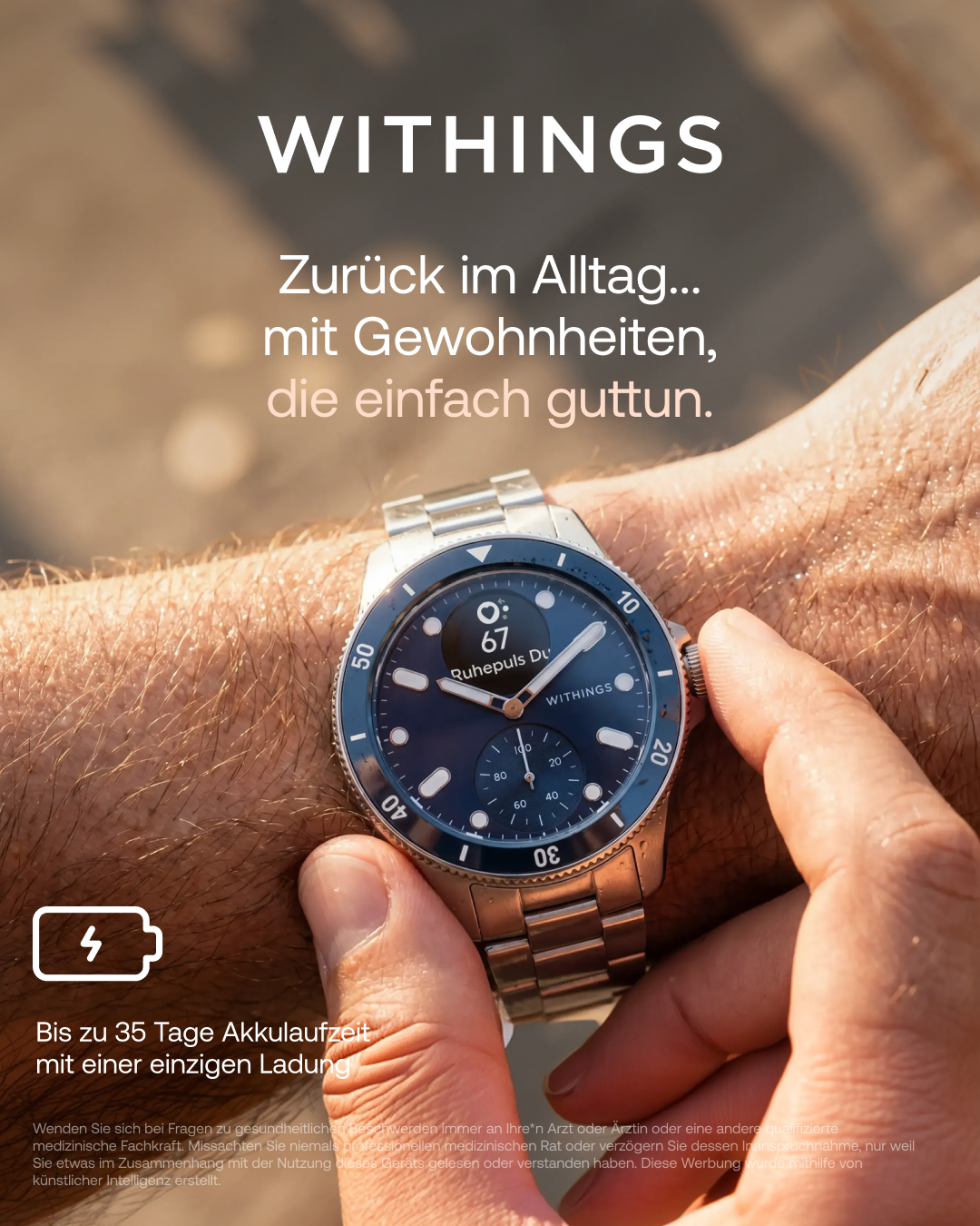Withings Facebook ad: Zurück aus dem Urlaub und voller Energie?