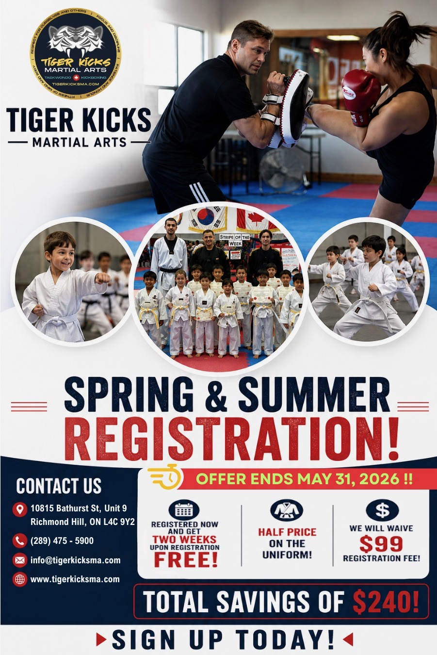 Tiger Kicks Martial Arts Facebook ad