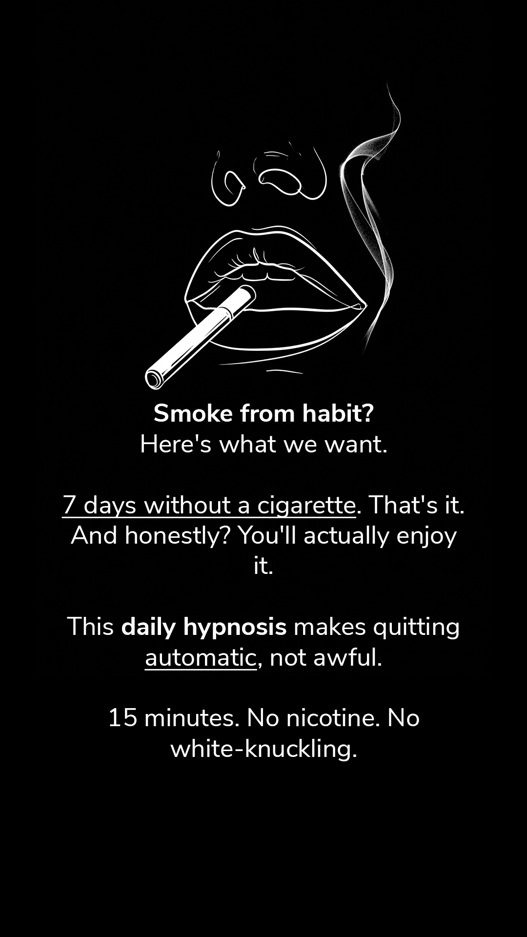 Hypnosis to Stop Smoking Facebook ad