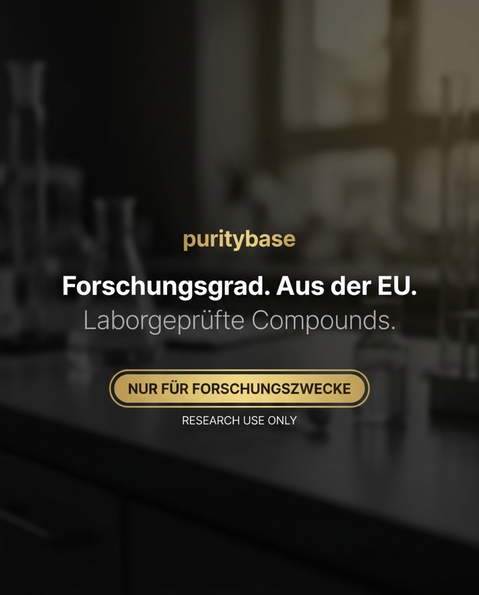PurityBase Facebook ad: ≥99 % Reinheit. Unabhängig geprüft. Sofort lieferbar
