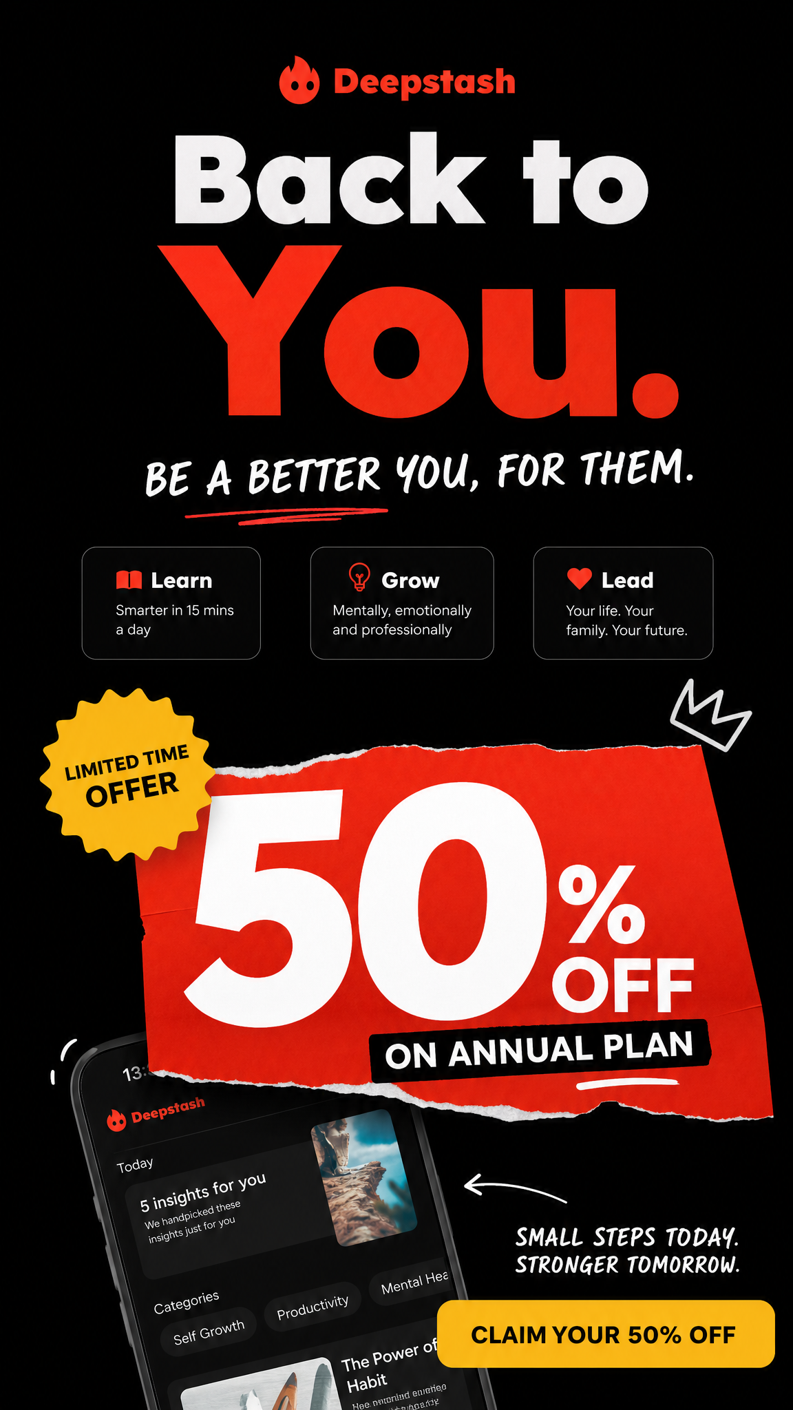 Deepstash Facebook ad