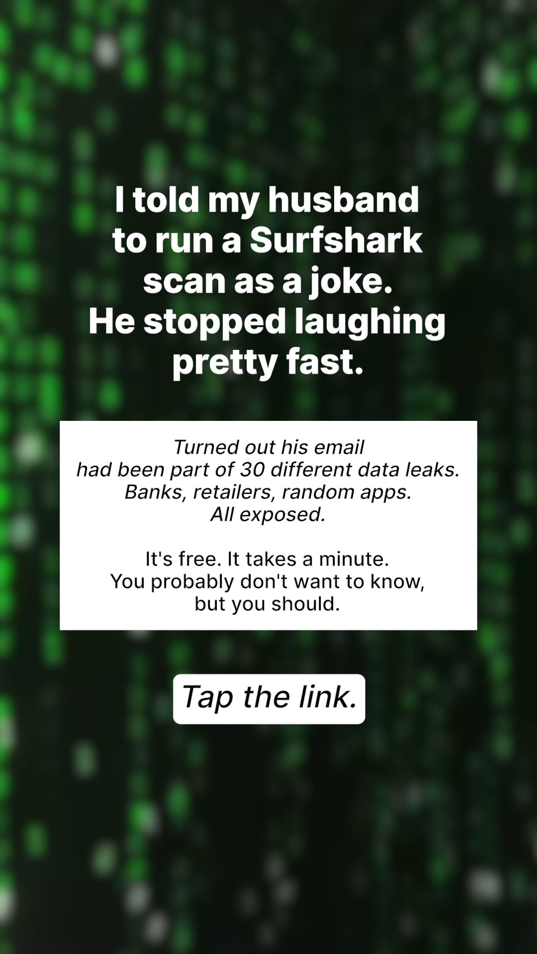Surfshark Facebook ad: Try free data leak check