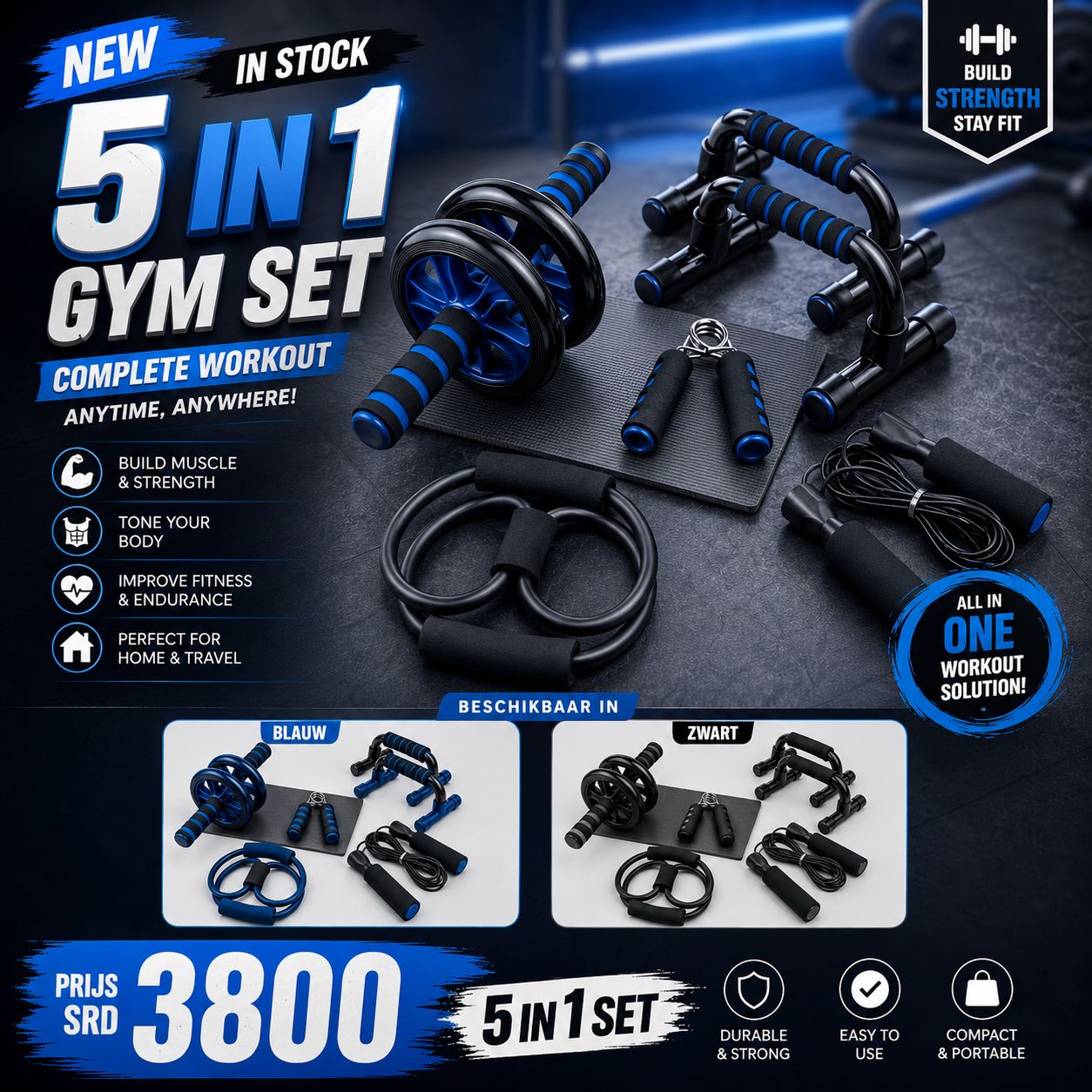 Eseller Store Facebook ad: NEW IN STOCK, 5 IN 1 GYM SET