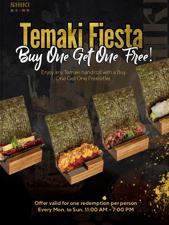 Niku Shiki Facebook ad: Temaki Fiesta, Buy One Get One FREE!